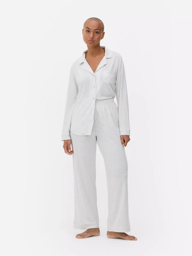 Jersey-pyjamassæt i boyfriend-stil
