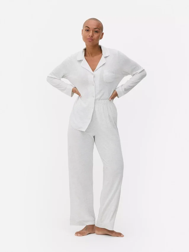 Jersey-pyjamassæt i boyfriend-stil
