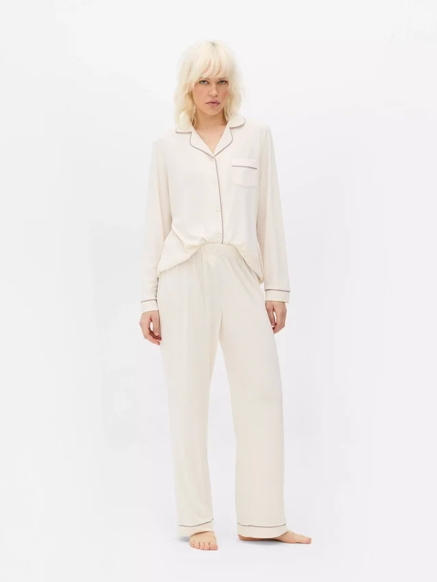 Jersey-pyjamasser med lange ærmer i boyfriend-stil