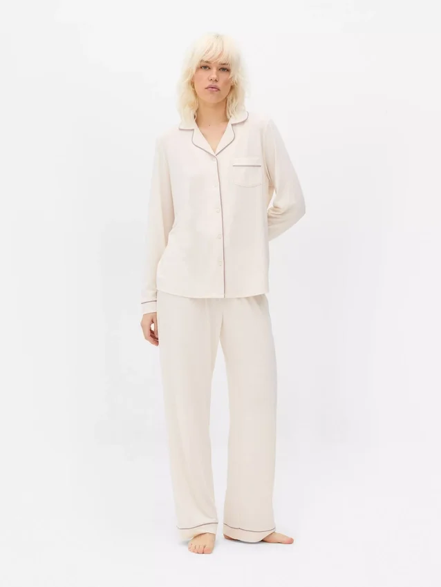 Jersey-pyjamasser med lange ærmer i boyfriend-stil