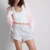 Jersey-shorts med knapdetaljer i bomuldsrigt materiale