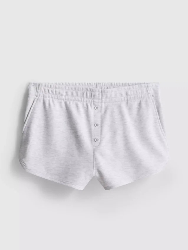 Jersey-shorts med knapdetaljer i bomuldsrigt materiale