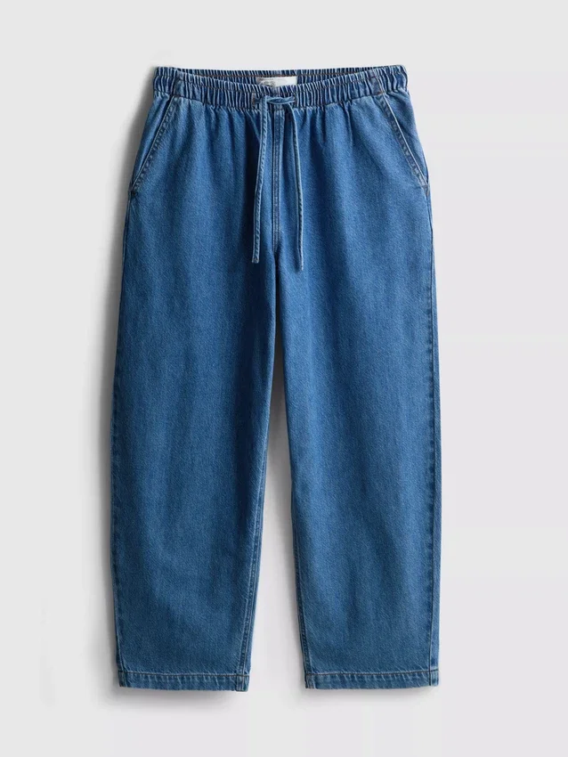 Joggingbukser i bomuldsdenim med konisk ben