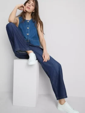Joggingbukser i denim med lige ben