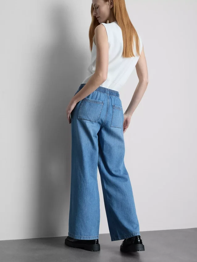 Joggingbukser i denim med lige ben
