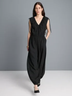 Jumpsuit med V-udskæring og ballonben