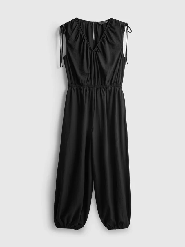 Jumpsuit med V-udskæring og ballonben