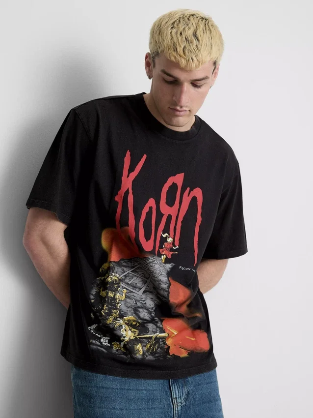 Korn-T-shirt med grafisk print