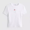 Kort baby-T-shirt med perler, med højt bomuldsindhold