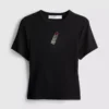 Kort baby-T-shirt med perler, med højt bomuldsindhold