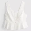 Kort cropped cami-top i bomuld med udskæringer