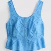 Kort cropped cami-top i bomuld med udskæringer