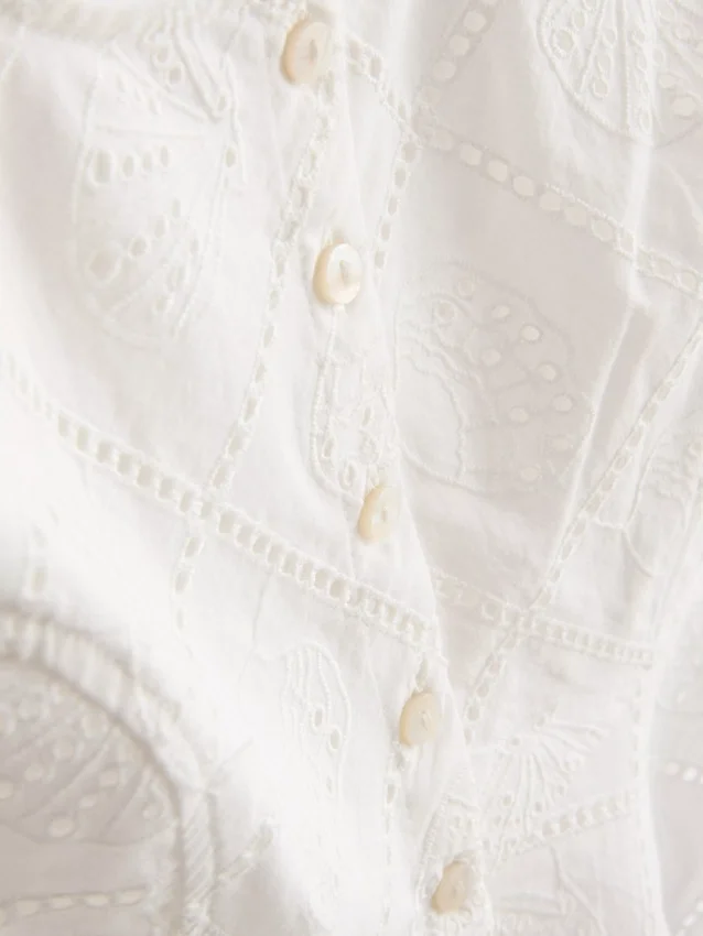 Kort cropped cami-top i bomuld med udskæringer