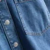 Kort, firkantet skjorte i bomuldsdenim