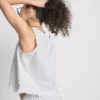 Kort, flæset tanktop i bomuldsdenim