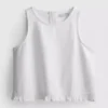 Kort, flæset tanktop i bomuldsdenim