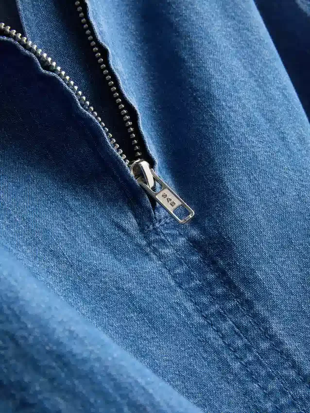 Kort, flæset tanktop i bomuldsdenim