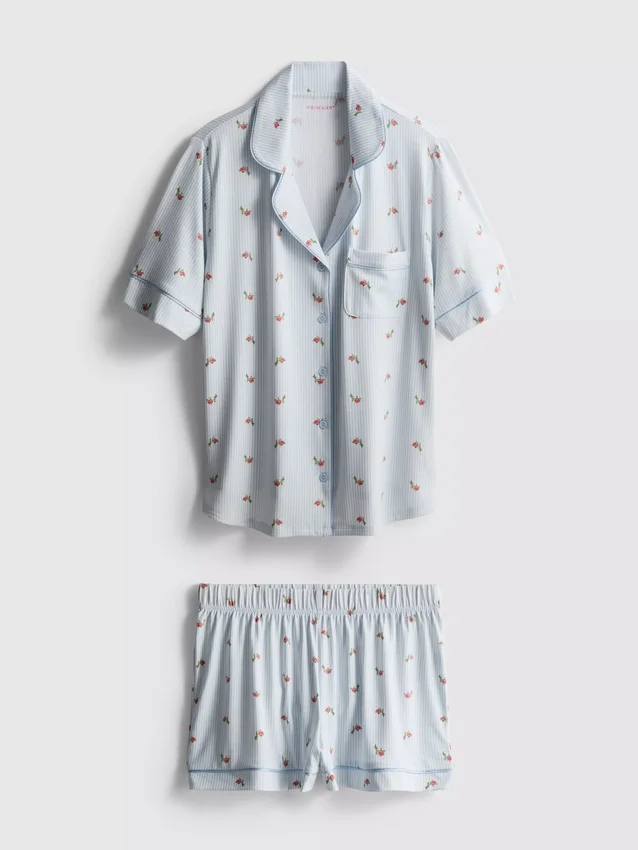 Kort pyjamassæt i boyfriend-stil med print