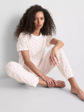 Kortærmede pyjamasser i bomuld med print