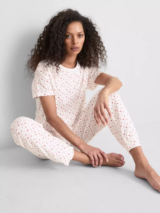Kortærmede pyjamasser i bomuld med print