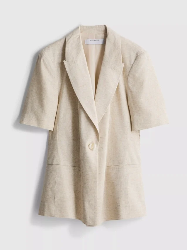 Kortærmet blazer i linneblanding