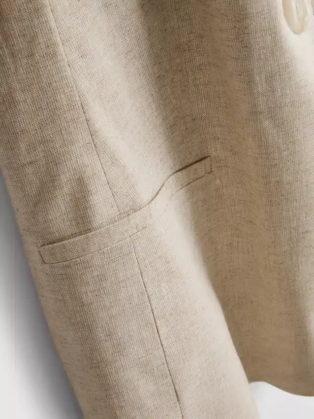Kortærmet blazer i linneblanding