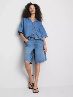 Kortærmet denimskjorte