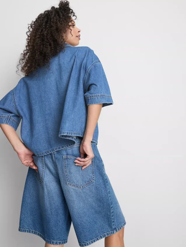 Kortærmet denimskjorte