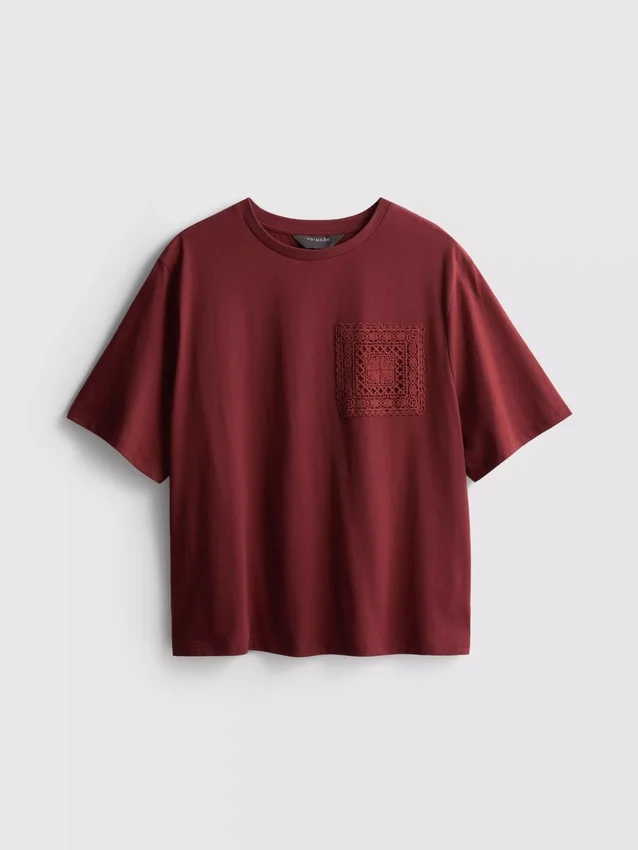 Kortærmet hæklet T-shirt i bomuld