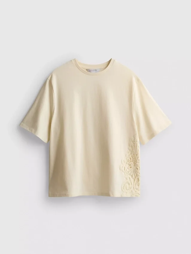 Kortærmet hæklet T-shirt i bomuld