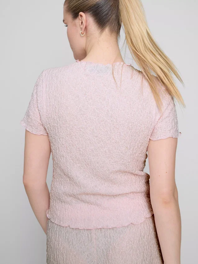Kortærmet krøllet top