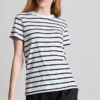 Kortærmet stribet T-shirt med rund hals