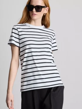Kortærmet stribet T-shirt med rund hals