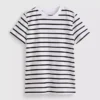 Kortærmet stribet T-shirt med rund hals