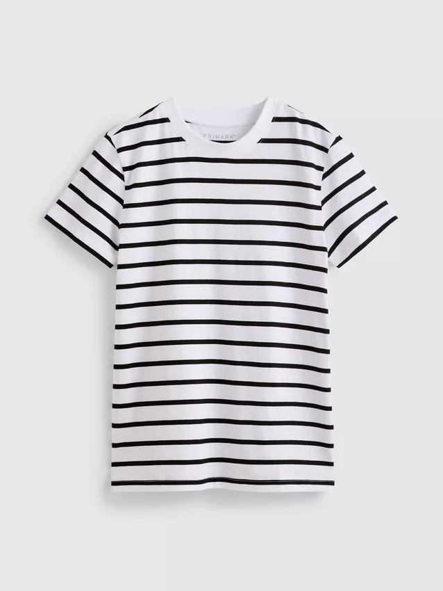 Kortærmet stribet T-shirt med rund hals