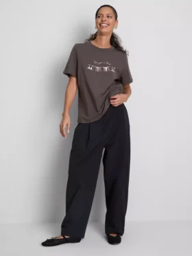 Kortærmet T-shirt i bomuld med grafisk print