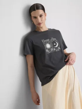 Kortærmet T-shirt i bomuld med grafisk print