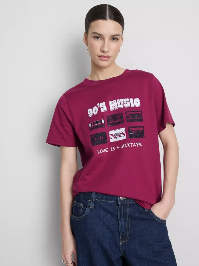 Kortærmet T-shirt i bomuld med grafisk print
