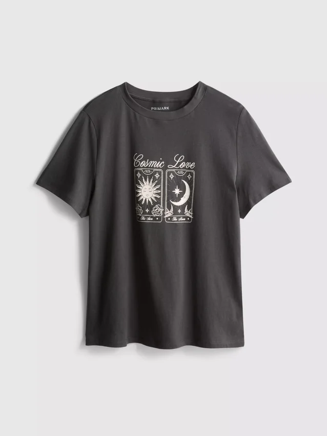 Kortærmet T-shirt i bomuld med grafisk print