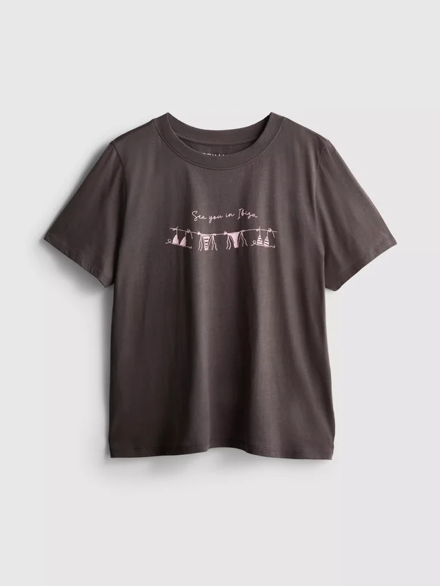 Kortærmet T-shirt i bomuld med grafisk print