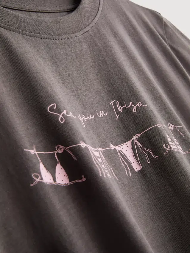 Kortærmet T-shirt i bomuld med grafisk print