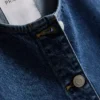 Kortærmet top i bomuldsdenim med snøret talje