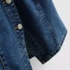 Kortærmet top i bomuldsdenim med snøret talje