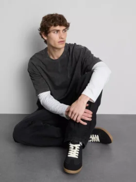 Kortærmet vasket T-shirt