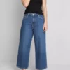 Korte jeans i denim med brede ben