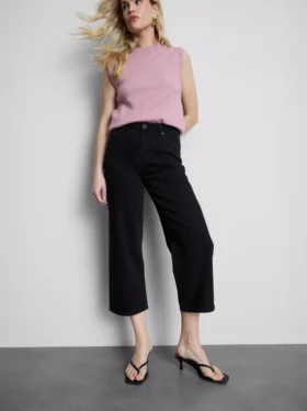 Korte jeans i denim med brede ben
