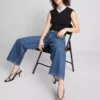 Korte jeans i denim med brede ben