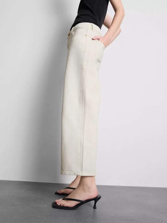 Korte jeans i denim med brede ben