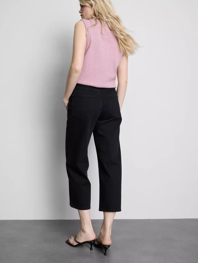 Korte jeans i denim med brede ben