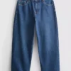 Korte jeans i denim med brede ben